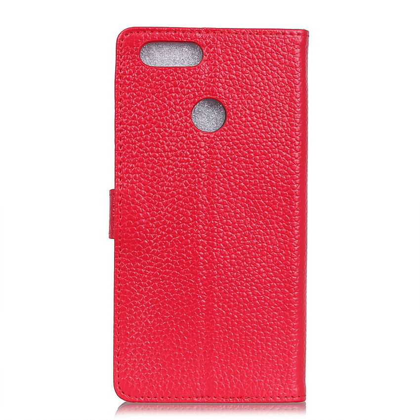 เคส Huawei Y9 (2018) #เคสฝาพับแบบกระเป๋าสตางค์หนังแท้ผิวลิ้นจี่ Litchi Grain