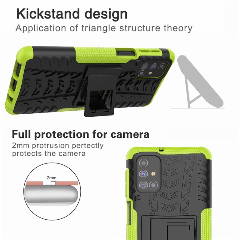 Case Samsung Galaxy M51 #เคสฝาหลังกันลื่น Cool Tyre Pattern Kickstand (PC + TPU)