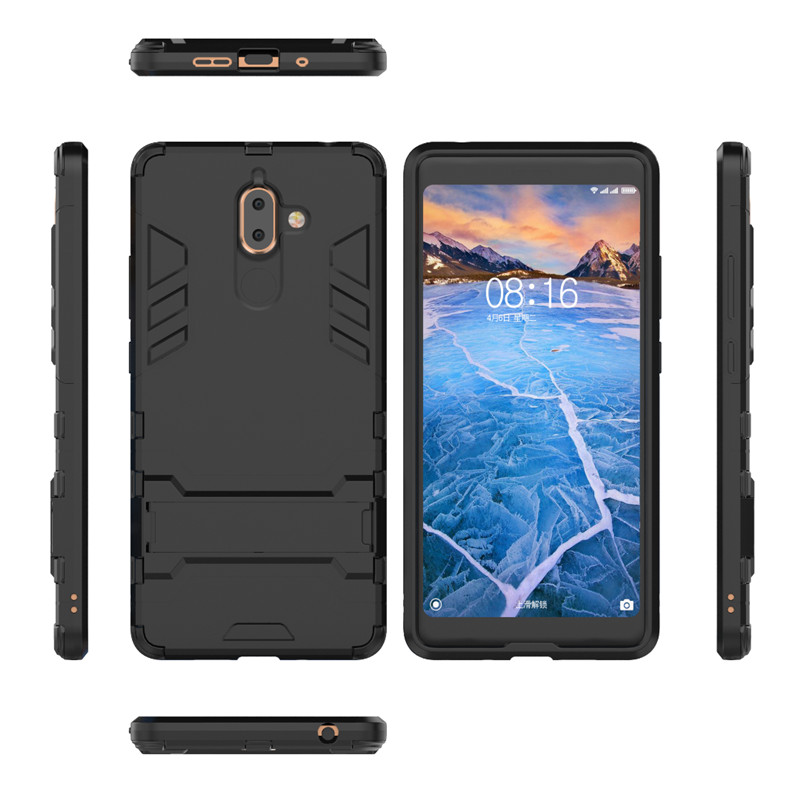 Case Nokia 7 plus #เคสฝาหลังพลาสติก ไฮบริด TPU + Kickstand สีสันสวยงาม