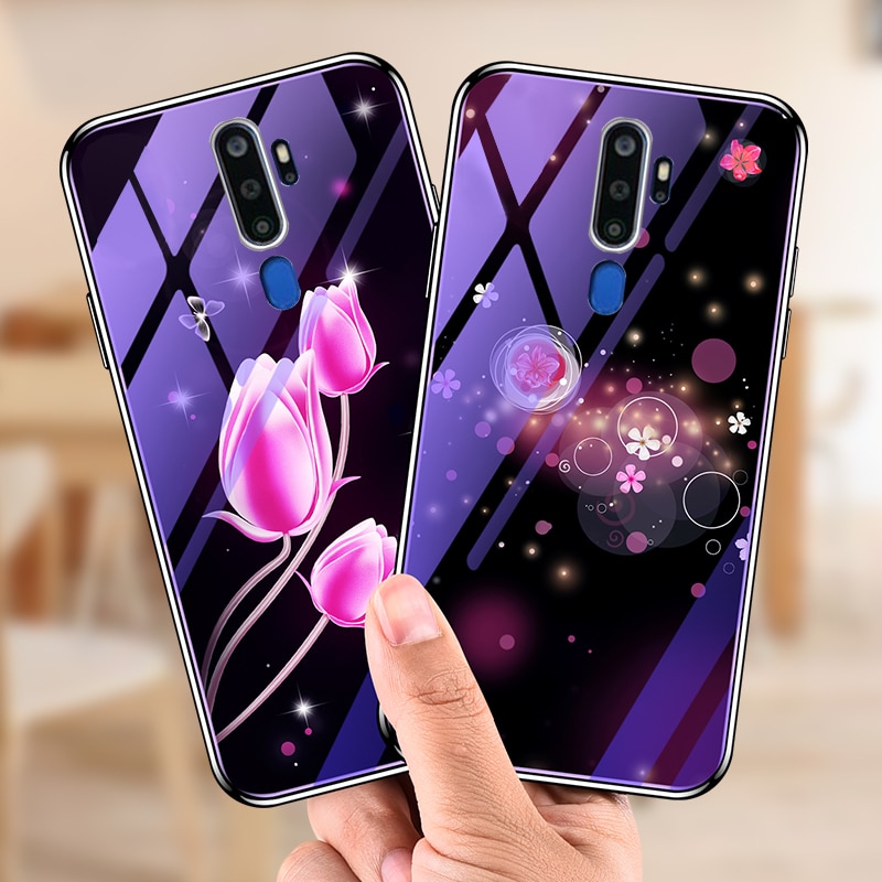เคส OPPO A9 (2020) / OPPO A5 (2020) #เคสฝาหลังไฮบริดขอบเงา Electroplated TPU Soft Frame + Blue-ray Tempered Glass + PC
