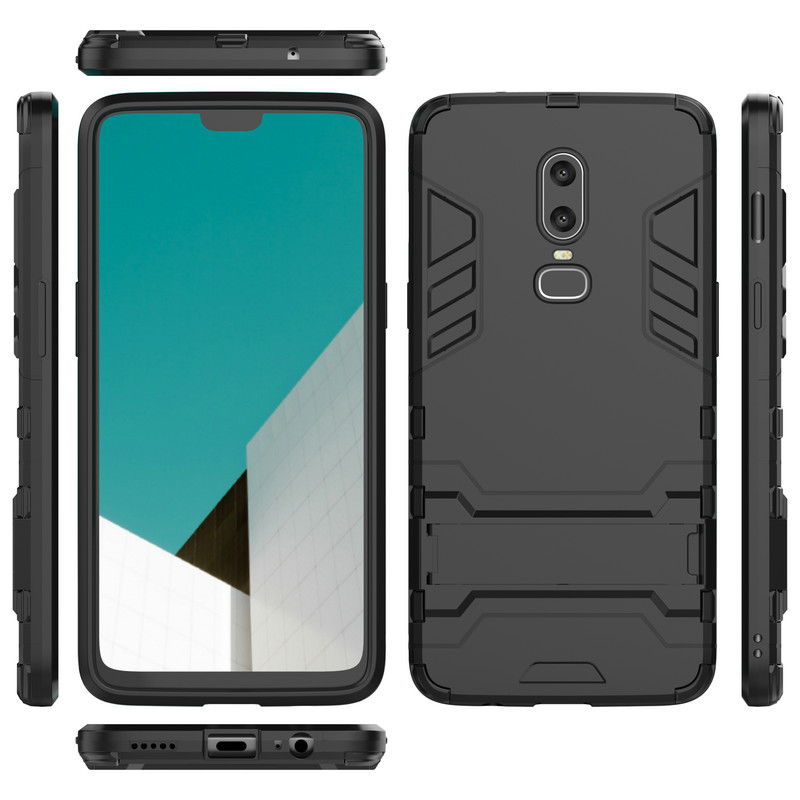 เคส OnePlus 6 #เคสฝาหลังพลาสติก ไฮบริด TPU + Kickstand