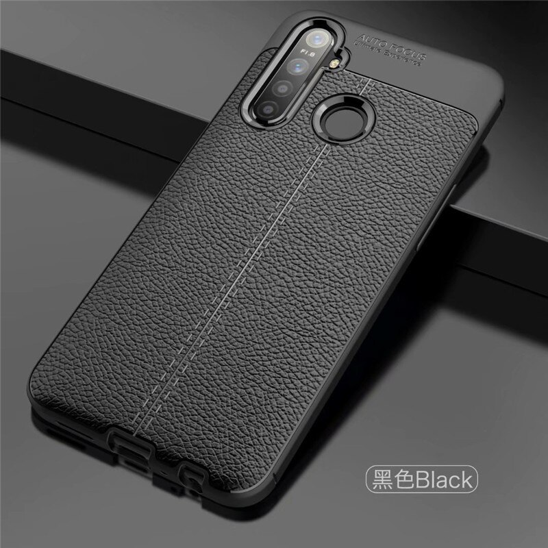 เคส Realme 5 Pro #เคสฝาหลัง TPU ผิวลิ้นจี่ช่วยป้องกันลายนิ้วมือและกันลื่นได้ดี
