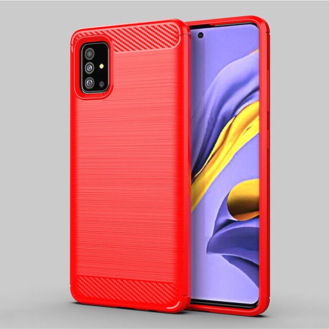 เคส Samsung Galaxy A71 #เคสคาร์บอนไฟเบอร์ ผิวขัดแปรง Brushered TPU Back Case