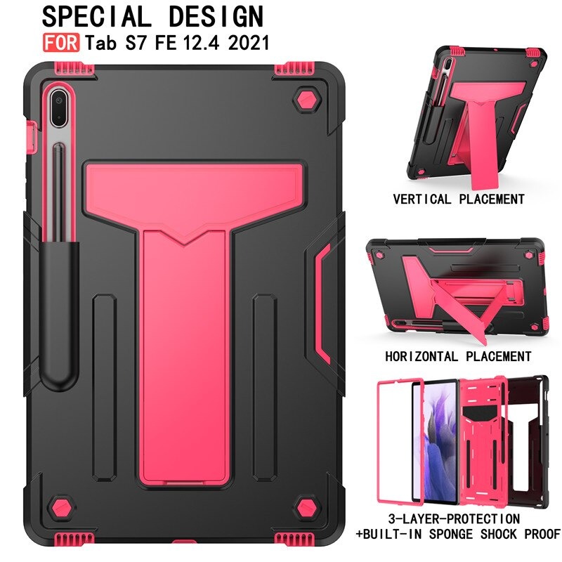 เคส Samsung Galaxy Tab S7 FE 12.4"(T730,T736) #เคสฝาหลังกันกระแทกมีขาตั้ง Kickstand PC Silicone Armour Defender