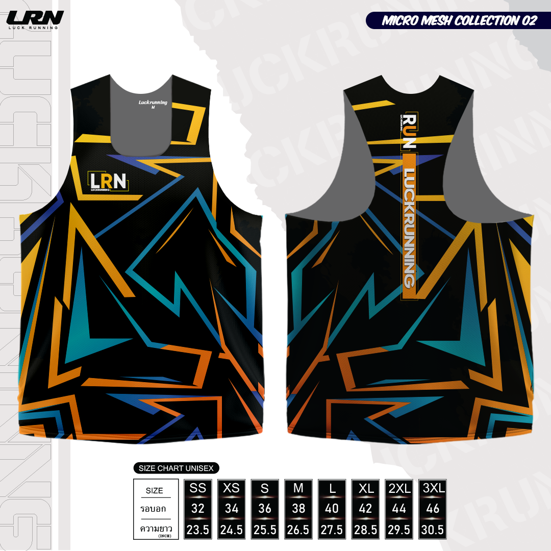 เสื้อวิ่งพิมพ์ลาย LRN Collection 02 เนื้อผ้า Micro Mesh สำหรับวิ่งมาราธอน (MM13)