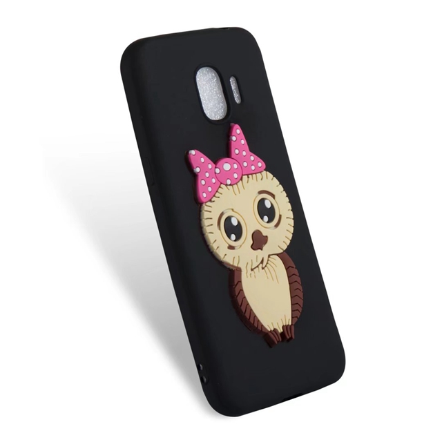Case Samsung Galaxy J2 Pro (2018) #เคสฝาหลังนิ่มลายนกฮูกติดโบ 3D น่ารัก Lovely 3D Owl with Bowknot Pattern