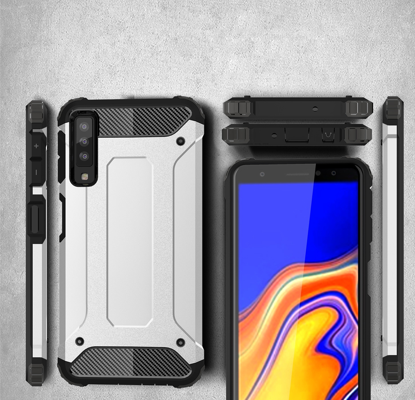 เคส Samsung Galaxy A7 (2018) #เคสฝาหลังเกราะป้องกัน ไฮบริด พลาสติก+TPU
