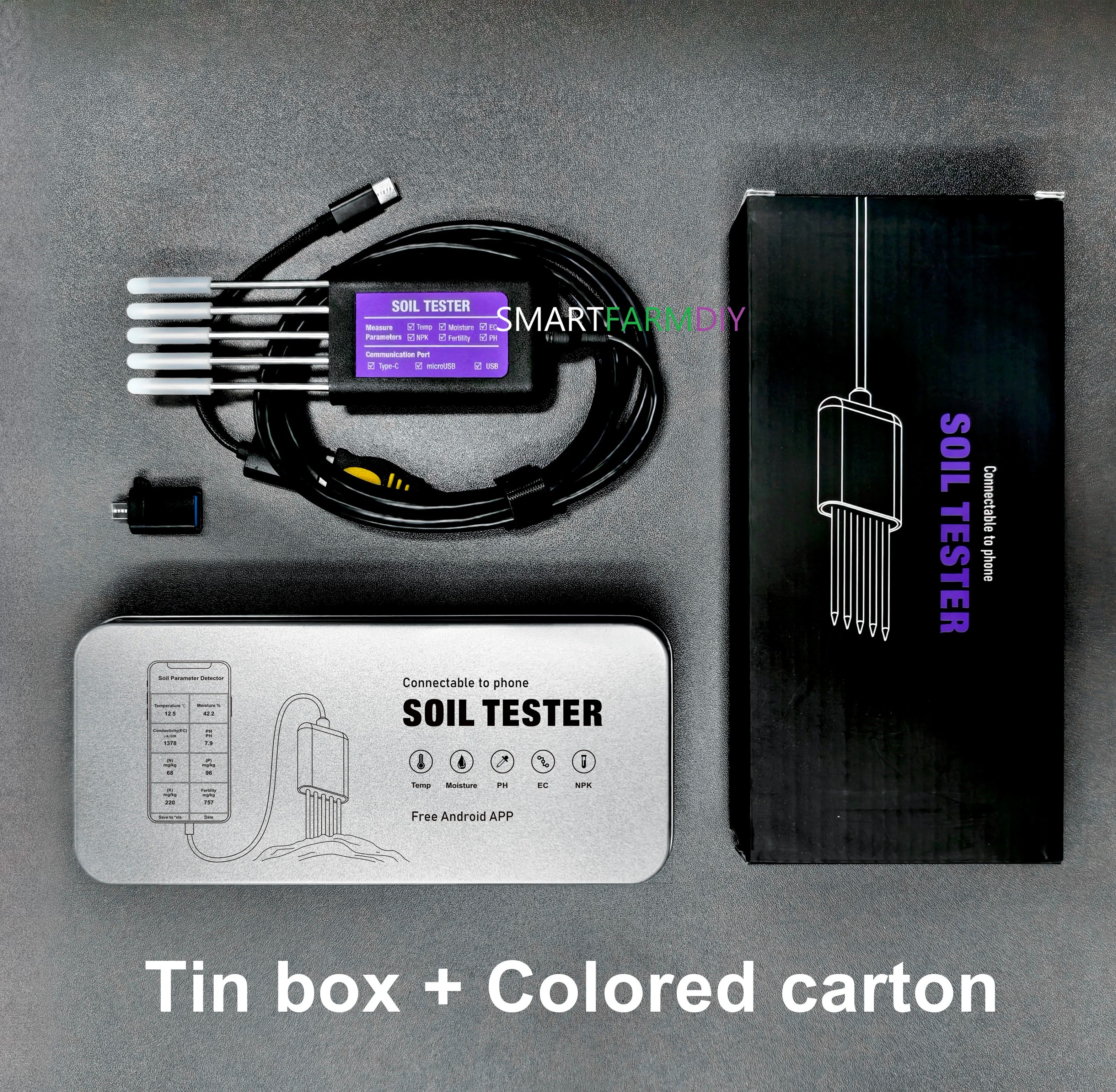 เซ็นเซอร์วัดค่าในดิน 8-in-1 Smart Soil Sensor NPK EC Moisture Temperature pH NPK Meter App(BOX)