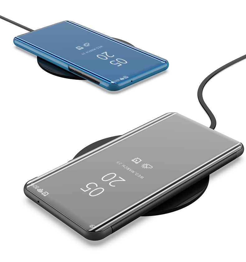 Case Huawei Mate 30 Pro #เคสฝาพับปกโปร่งแสงผิวเงา Electroplating Mirror Surface Window View พร้อมส่ง สีทอง