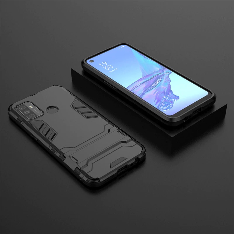 เคส OPPO A53 2020 #เคสฝาหลังกันลื่น Cool Tyre Pattern Kickstand (PC + TPU)