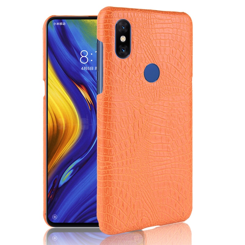 Case Xiaomi Mi Mix 3 #เคสฝาหลังพลาสติกแข็งเคลือบหนัง PU ลายผิวหนังจระเข้