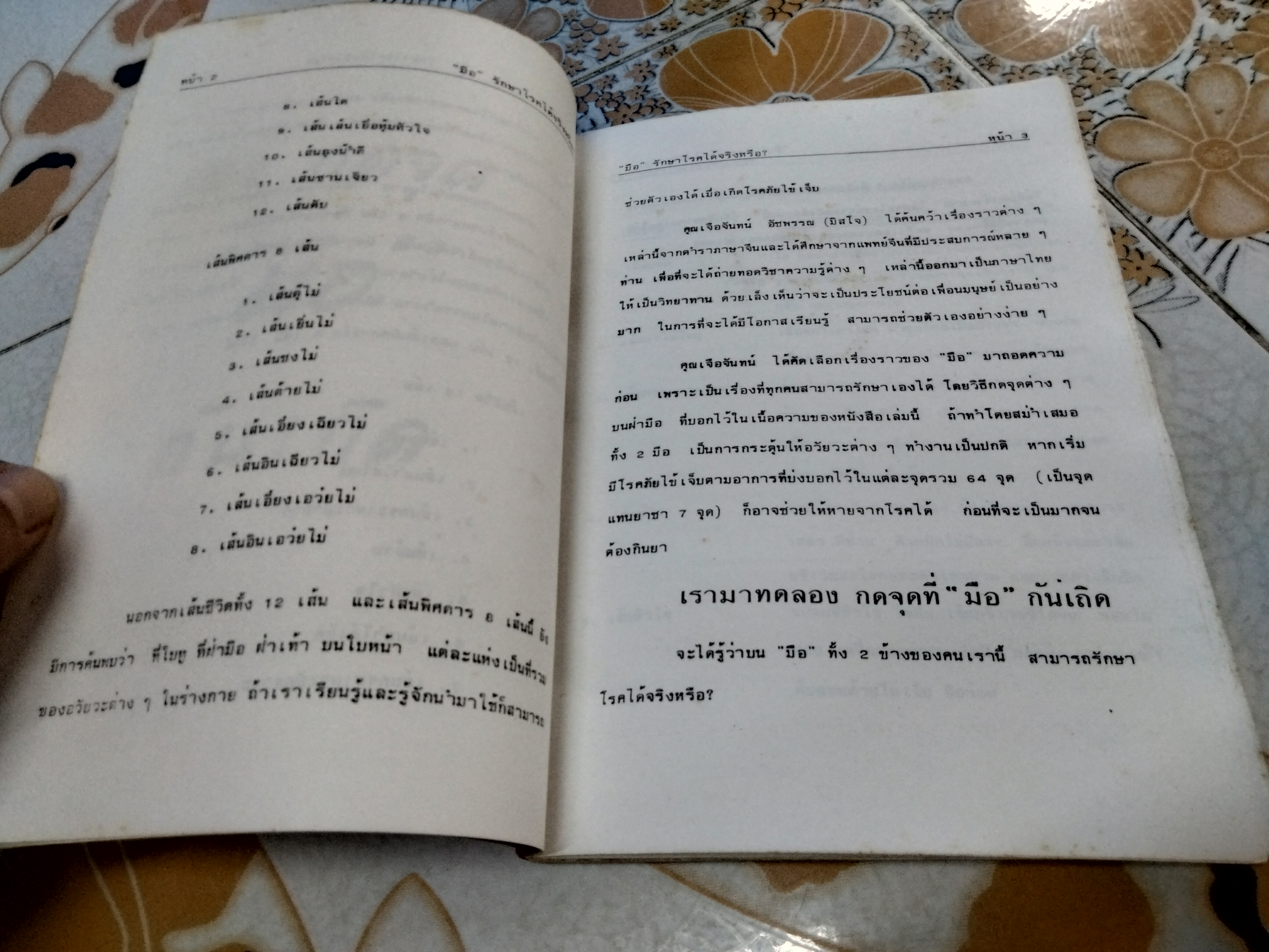มือ - รักษาโรคได้จริงหรือ? เจือจันทน์ อัชพรรณ - ถอดความ พนิดา ไตรสารศรี - ผู้จัดพิมพ์ พิมพ์ครั้งที่ 2/2529 (หนังสือทำมือ) **สินค้าหมด**