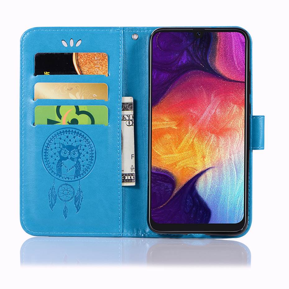 เคส Huawei Nova 5T #เคสฝาพับแบบกระเป๋าสตางค์ฝาพับหนัง PU ลายนกฮูก Imprint Owl Dream Catcher PU Leather