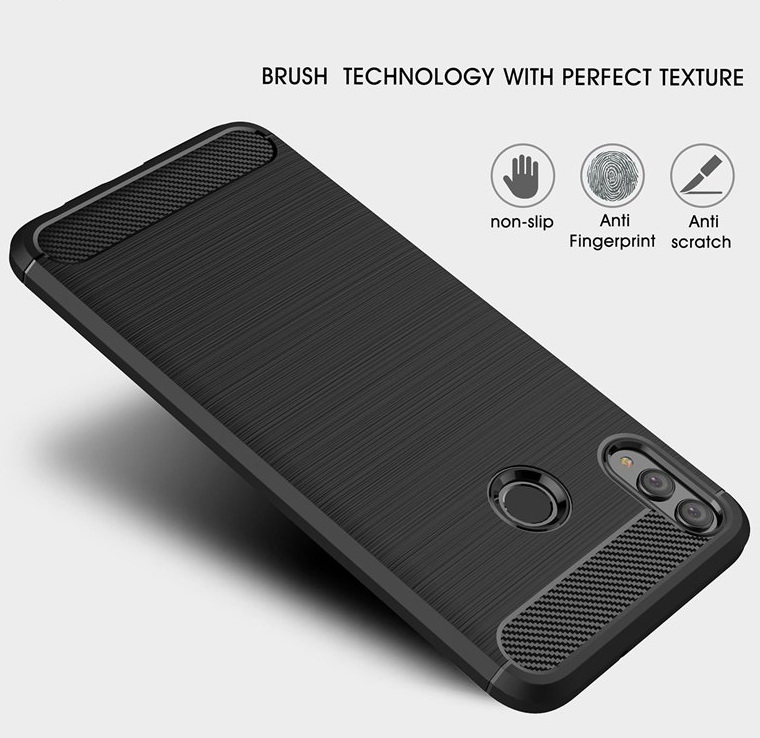 Case Honor 8X #เคสฝาหลัง TPU นิ่มผิวขัดแปรงตกแต่งคาร์บอนไฟเบอร์ Carbon Fibre Brushed
