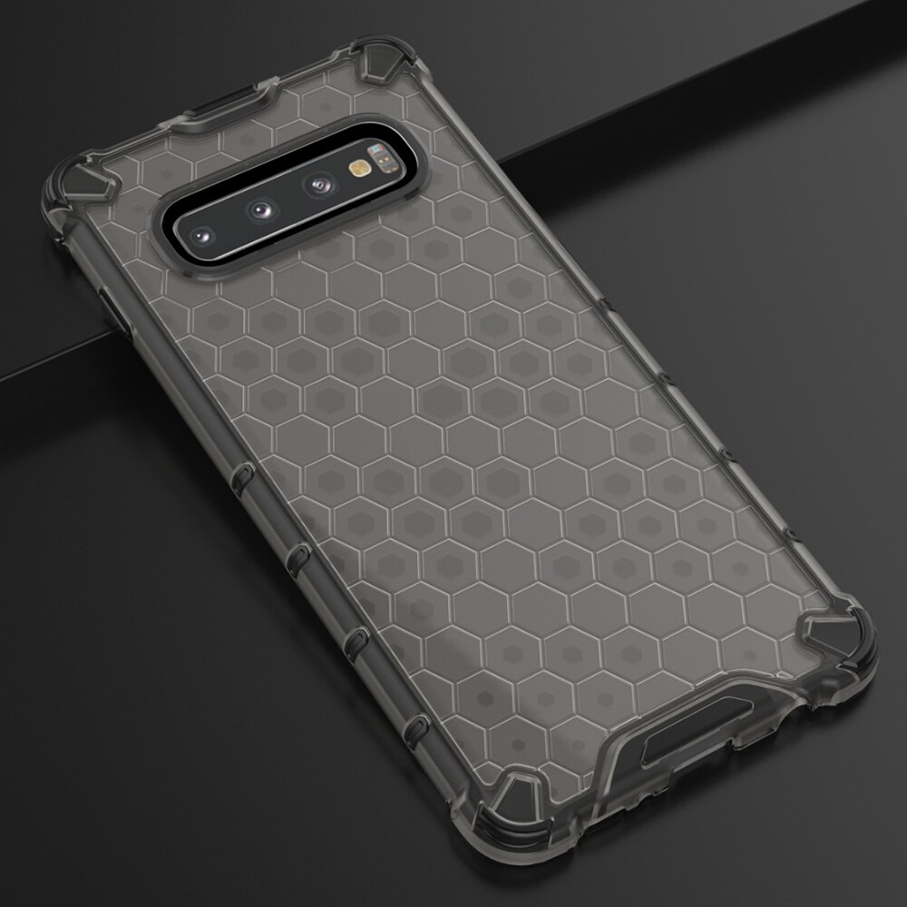 Case Samsung Galaxy S10+#เคสฝาหลังกันกระแทก Honeycomb Shock Absorber TPU + PC + Silicone Hybrid