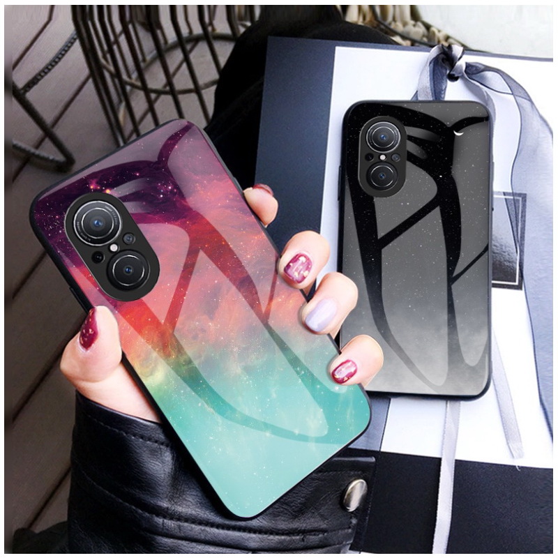 เคส Huawei Nova 9 SE #เคสฝาหลัง Gradient Color Glass + PC + TPU Hybrid Case