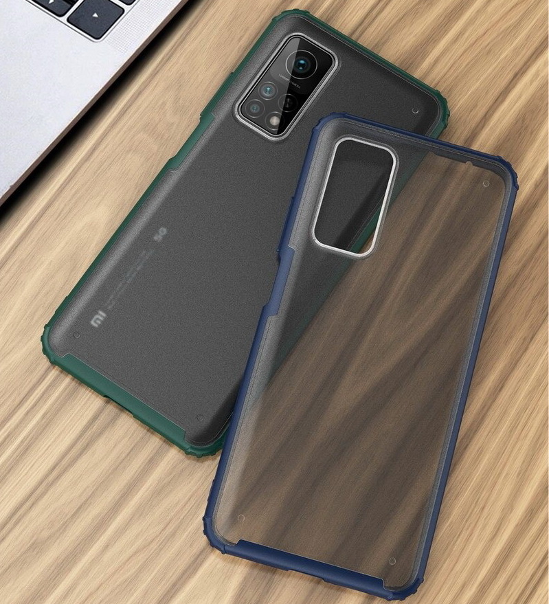 Case Xiaomi Mi 10T Pro #เคสฝาหลังโปร่งแสงสีขุ่นขอบทึบ +TPU Hybrid Case
