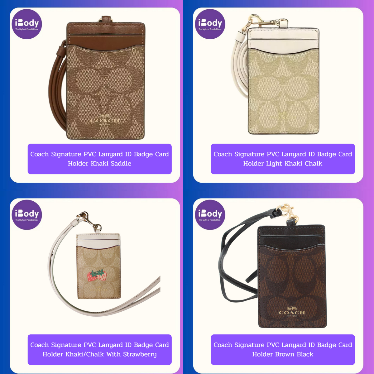 Coach Signature PVC Lanyard ID Badge Card Holder ที่ใส่บัตรคล้องคอ