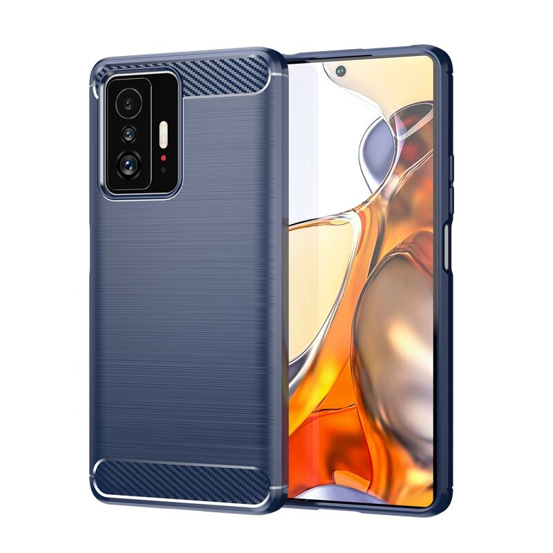 เคส Xiaomi 11T / 11T Pro#เคสฝาหลังตกแต่งคาร์บอนไฟเบอร์ ผิวขัดแปรง Brushered TPU Back Case