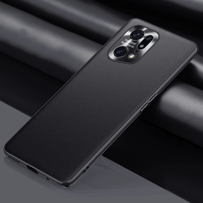 เคส OPPO Find X5 Pro 5G #เคสแบบฝาหลัง TPU เคลือบหนัง PU มีกันเลนส์กล้อง Leather Cases Soft Matte Shockproof Protect Camera Back Cover