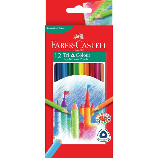 สีไม้แท่งสามเหลี่ยม Faber-Castell แท่งยาว 12 สี