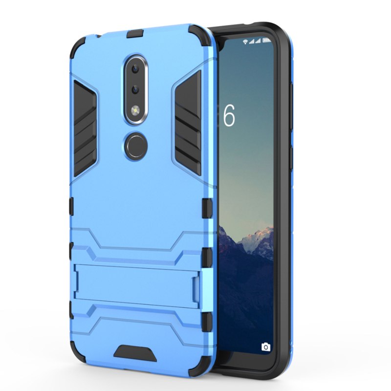Case Nokia 6.1 Plus / X6 #เคสฝาหลังพลาสติก ไฮบริด TPU + Kickstand สีสันสวยงามทันสมัย
