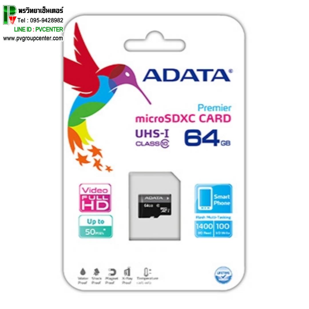 Micro SDXC Adata Premier (Class 10 UHS-I 50/10 MB/s) 64GB (USDX64GUICL10R)