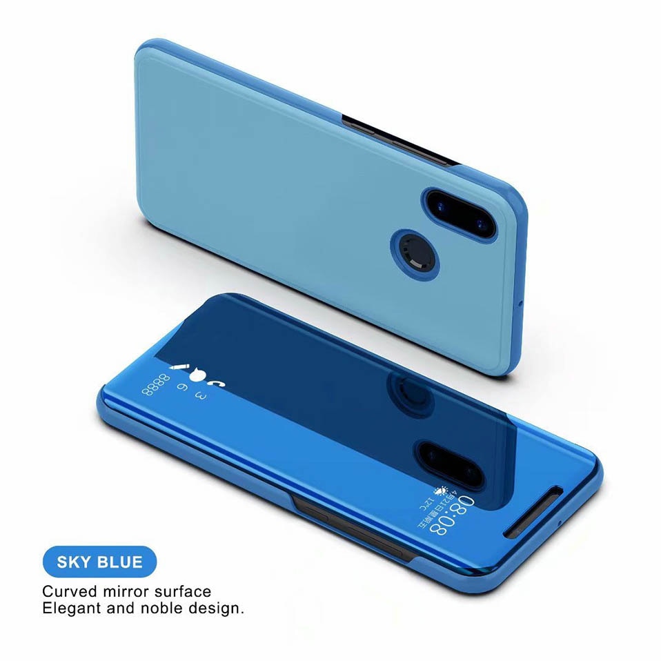 เคส Huawei nova 3i #เคสฝาพับปกโปร่งแสงผิวเงา Electroplating Mirror Surface Window View