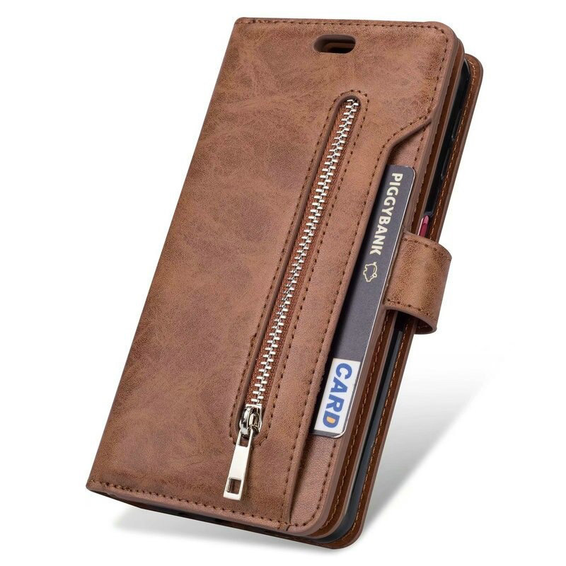 Case iPhone 12 Pro Max#เคสฝาพับแบบกระเป๋าสตางค์ช่องใส่บัตรหลายช่อง Multi-slot Wallet Zippered Leather พร้อมสายคล้อง