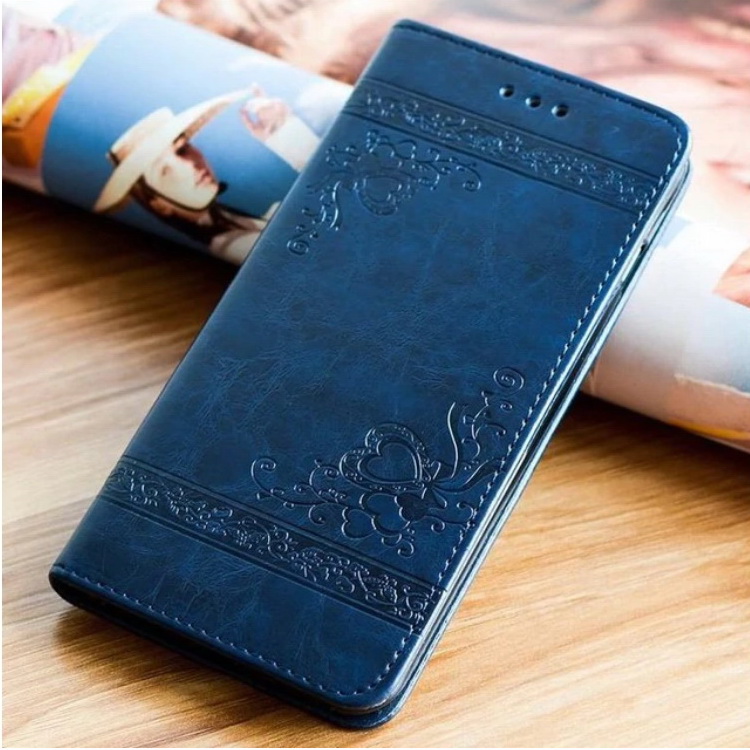 Case Samsung Galaxy S10 Plus #เคสฝาพับปั้มลายหัวใจ Imprint Heart PU Leather Stand Wallet Case