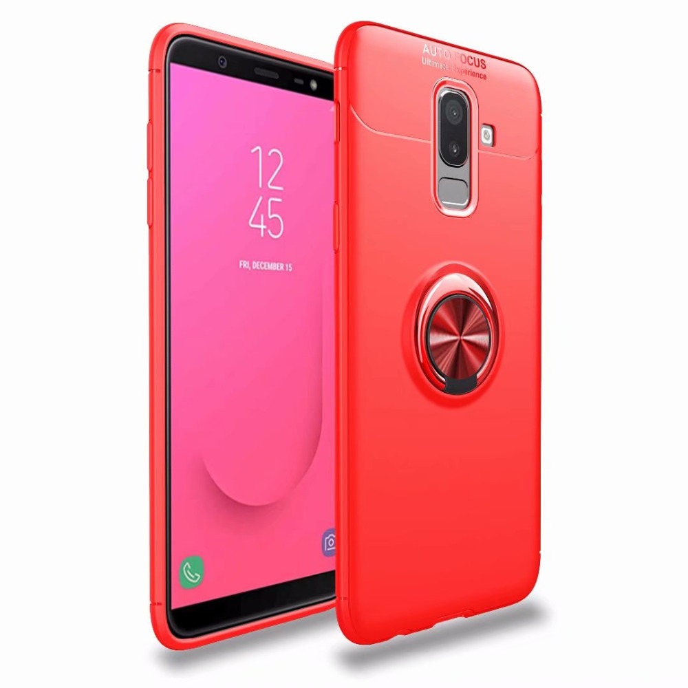 เคส Samsung Galaxy J8 (2018) #เคสฝาหลังTPU มีแหวนสวมนิ้ว Finger Ring Kickstand (Built-in แผ่นโลหะแม่เหล็ก)