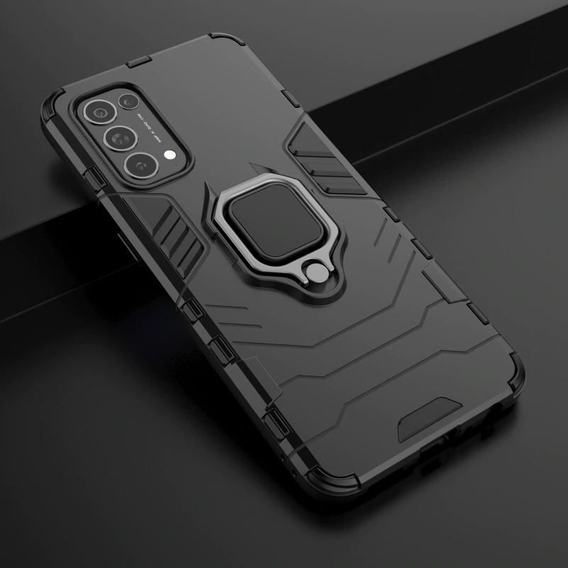 Case OPPO Reno 5 Pro 5G#เคสฝาหลังพลาสติกแข็ง +TPU Hybrid Case มีแหวนสวมนิ้วโลหะ
