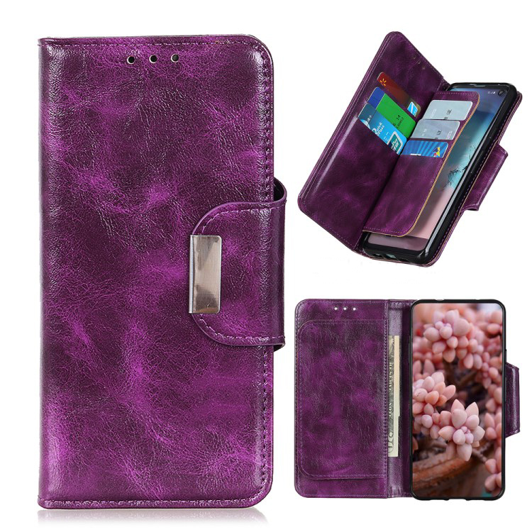 Case Samsung Galaxy A51 #เคสแบบฝาพับหนัง PU ผิวหนังม้ามีช่องเสียบการ์ด 6 ช่อง Crazy Horse 6 Card Slots Leather