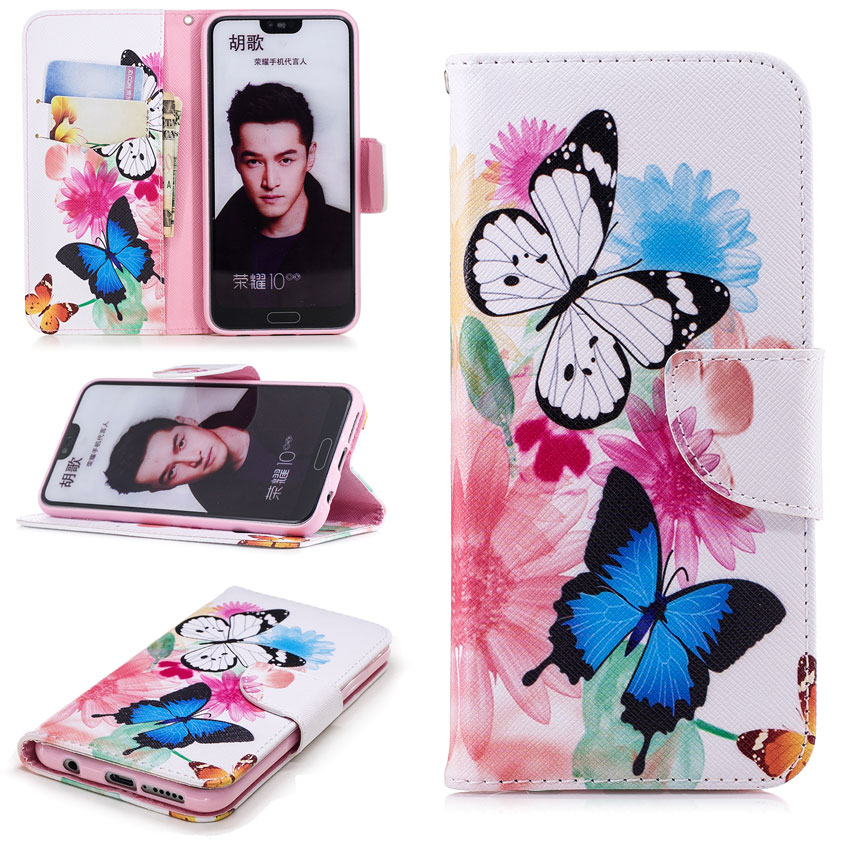เคส Honor 10 #เคสฝาพับกระเป๋าสตางค์หนัง PU พิมพ์ลายสวยๆ Pattern Printing Leather Wallet