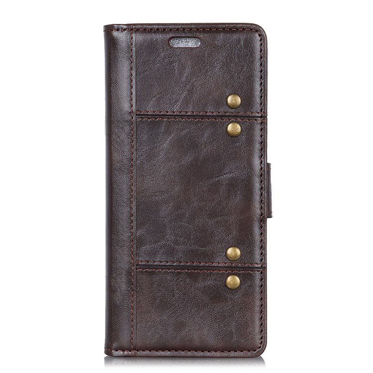 เคส Huawei P30 Lite #เคสฝาพับหนัง PU การตกแต่งแบบริ้ว Rivet Decor Crazy Horse Texture