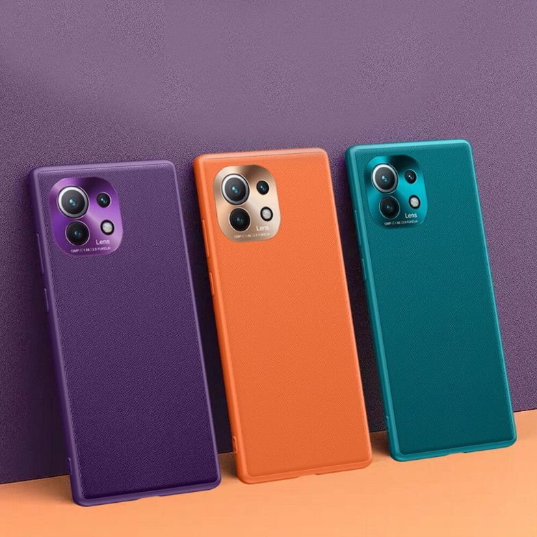 เคส Xiaomi Mi 11 Lite #เคสแบบฝาหลัง TPU เคลือบหนัง PU มีกันเลนส์กล้อง Leather Cases Soft Matte Shockproof Protect Camera Back Cover