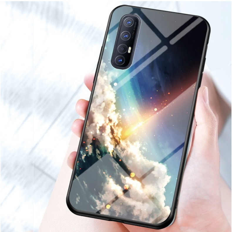Case OPPO Reno 3 Pro 5G 6.4 นิ้ว #เคสฝาหลัง Gradient Color Glass + PC + TPU Hybrid Case