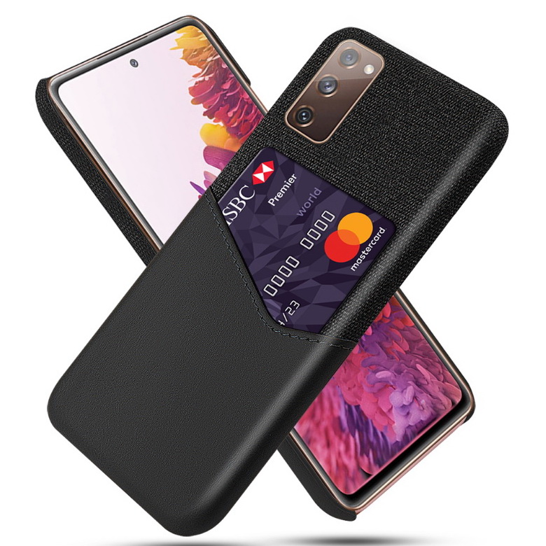 เคส Samsung Galaxy S20 FE / S20 FE 5G #เคสฝาหลัง Hybrid Protective มีช่องเสียบการ์ด Card Slot PC + PU Leather + Cloth