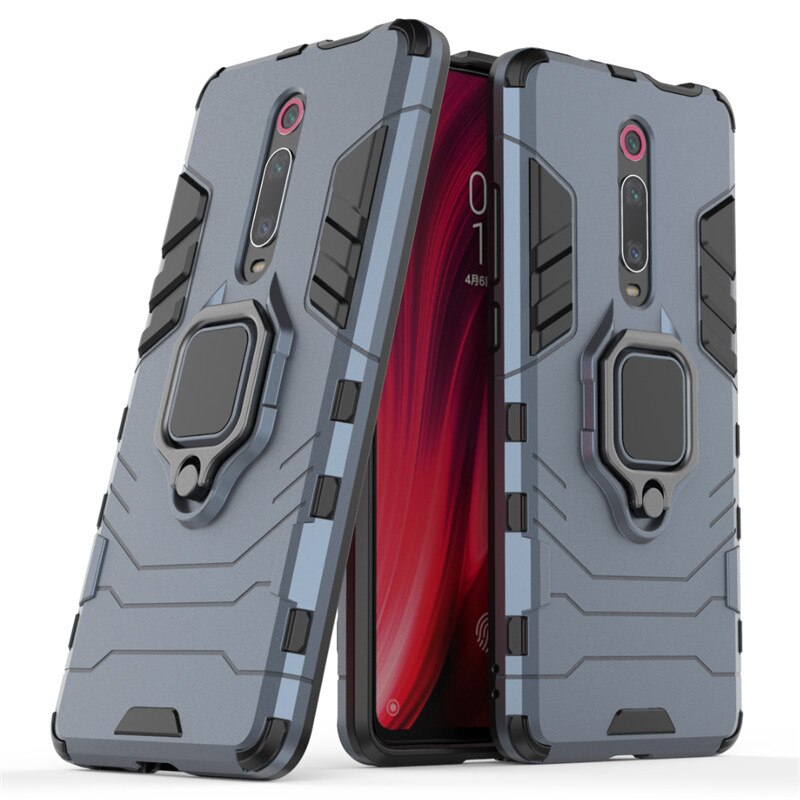 Case Xiaomi Mi 9T #เคสฝาหลังพลาสติกแข็ง +TPU Hybrid Case มีแหวนสวมนิ้วโลหะ