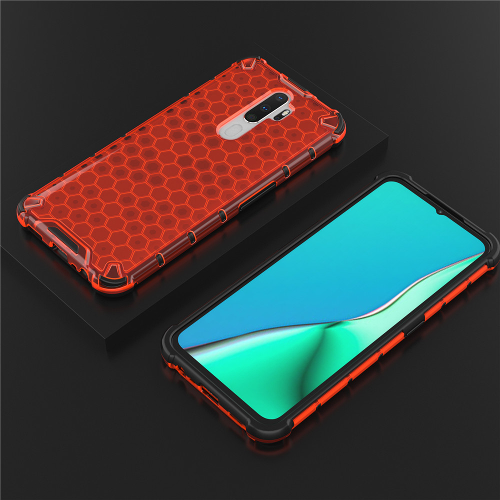 Case OPPO A9 (2020) / OPPO A5 (2020) #เคสฝาหลังกันกระแทก Honeycomb Shock Absorber TPU + PC + Silicone Hybrid