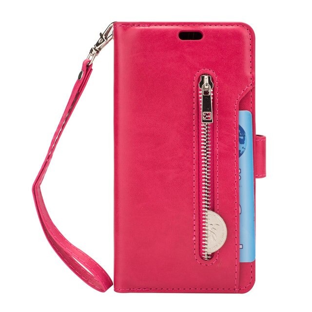 Case Samsung Galaxy Note 10+ #เคสฝาพับแบบกระเป๋าสตางค์ช่องใส่บัตรหลายช่อง Multi-slot Wallet Zippered Leather พร้อมสายคล้อง
