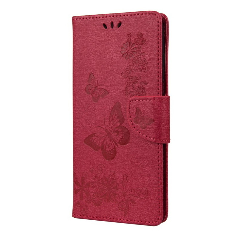 เคส Samsung Galaxy S10 Lite #เคสฝาพับหนัง PU ลายดอกไม้ผีเสื้อมีช่องใส่บัตร