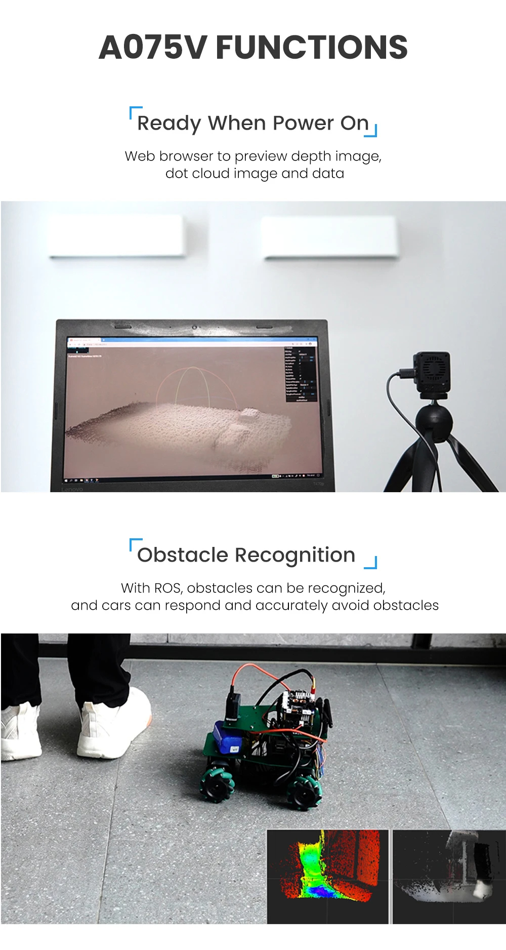 กล้อง MCU & ROS Sipeed maixsense A010/A075V ToF 3D depth vision MS-A010 Lite Suit