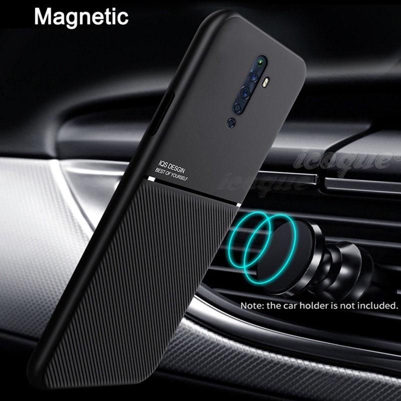 เคส OPPO Reno 2F #เคสแบบฝาหลัง TPU เคลือบหนัง PU สไตล์ธุรกิจที่เรียบง่ายมีแผ่นเหล็กในตัว Minimalist Business Style Leather Coated TPU Built-in metal magnetic plate