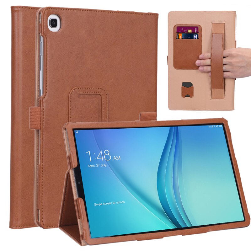 Case Samsung Galaxy Tab S5e SM-T720 #เคสฝาพับหนัง PU มีที่สวมนิ้ว Card Holder Stand PU Leather Smart Case