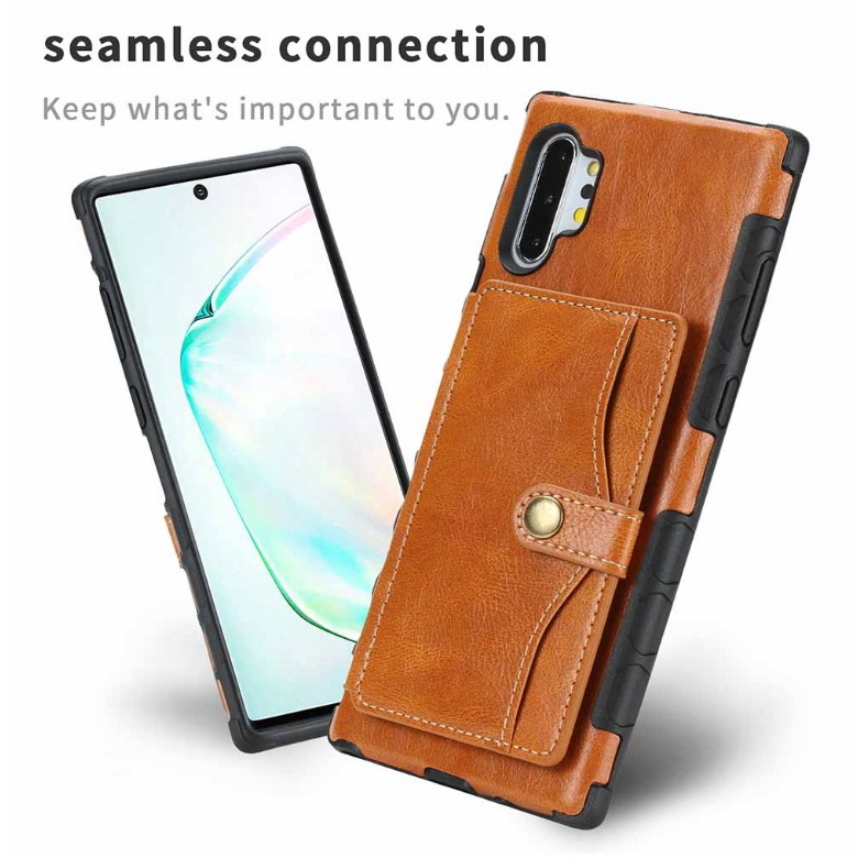 Case Samsung Galaxy Note 10+ #เคสแบบฝาหลัง TPU เคลือบหนัง PU มีที่เก็บบัตร PU Leather Coated TPU Card Holder