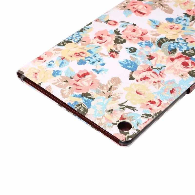 Case Huawei MediaPad M5 Pro 10.8 นิ้ว #เคสฝาพับแบบกระเป๋าสตางค์หนัง PU ผิวผ้าลายดอกไม้ Cloth Texture Leather Auto Wake Up/Sleep