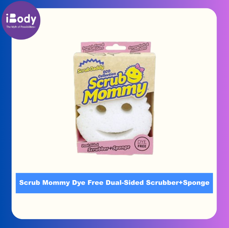 [Scrub Daddy] Scrub Mommy Dye Free Dual-Sided Scrubber+Sponge ฟองน้ำทำความสะอาดอเนกประสงค์ ฟองน้ำหน้ายิ้มสีขาว