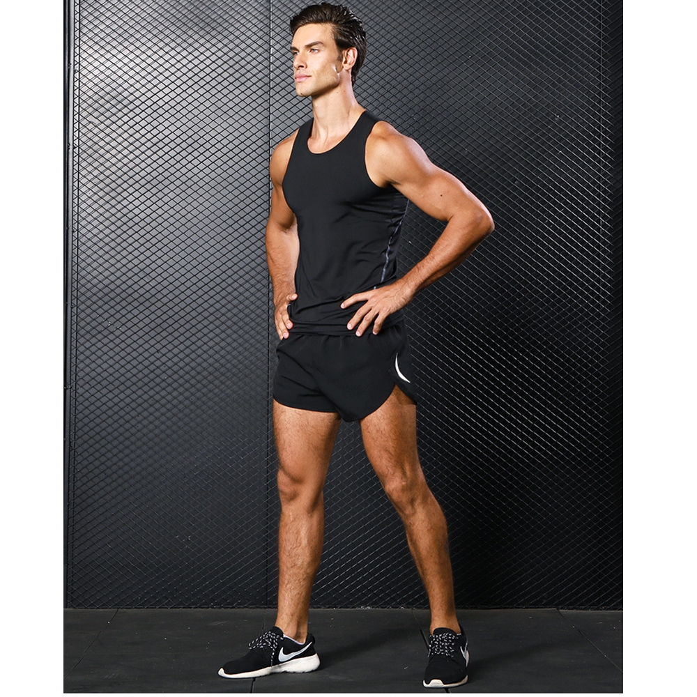 กางเกงวิ่งขาสั้นผู้ชาย วิ่งมารอธอน 2in1 แห้งเร็ว มีซิปกระเป๋าหลัง(F02)