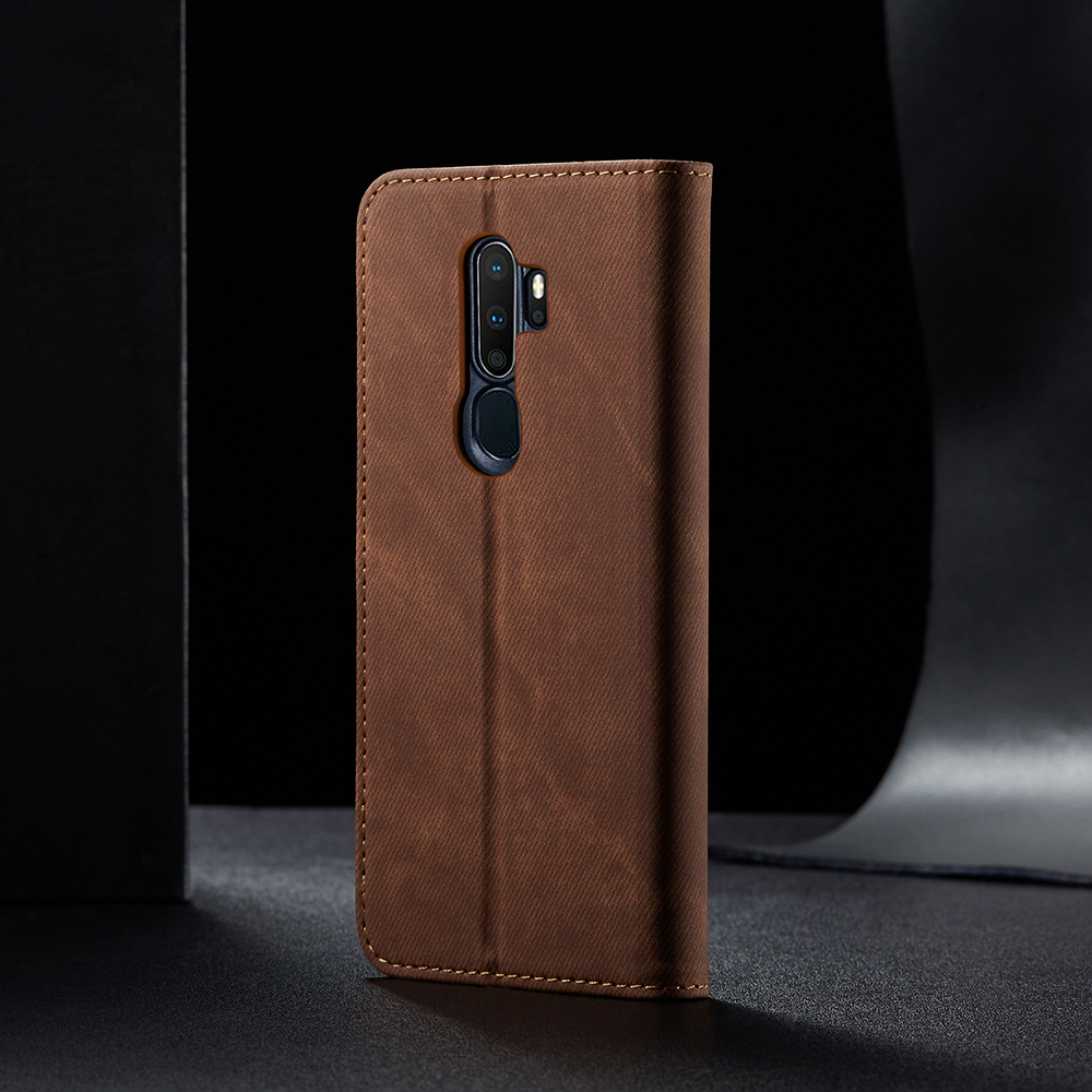 Case OPPO A9 (2020) / OPPO A5 (2020) #เคสฝาพับสไตล์ย้อนยุคผิวผ้ายีนส์แบบกระเป๋าสตางค์